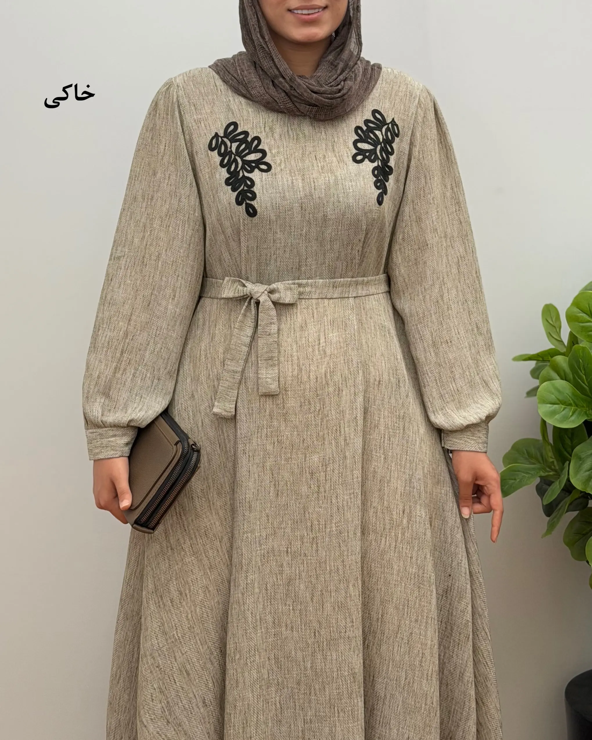 پیراهن مانتویی لینن زارا گلدوزی